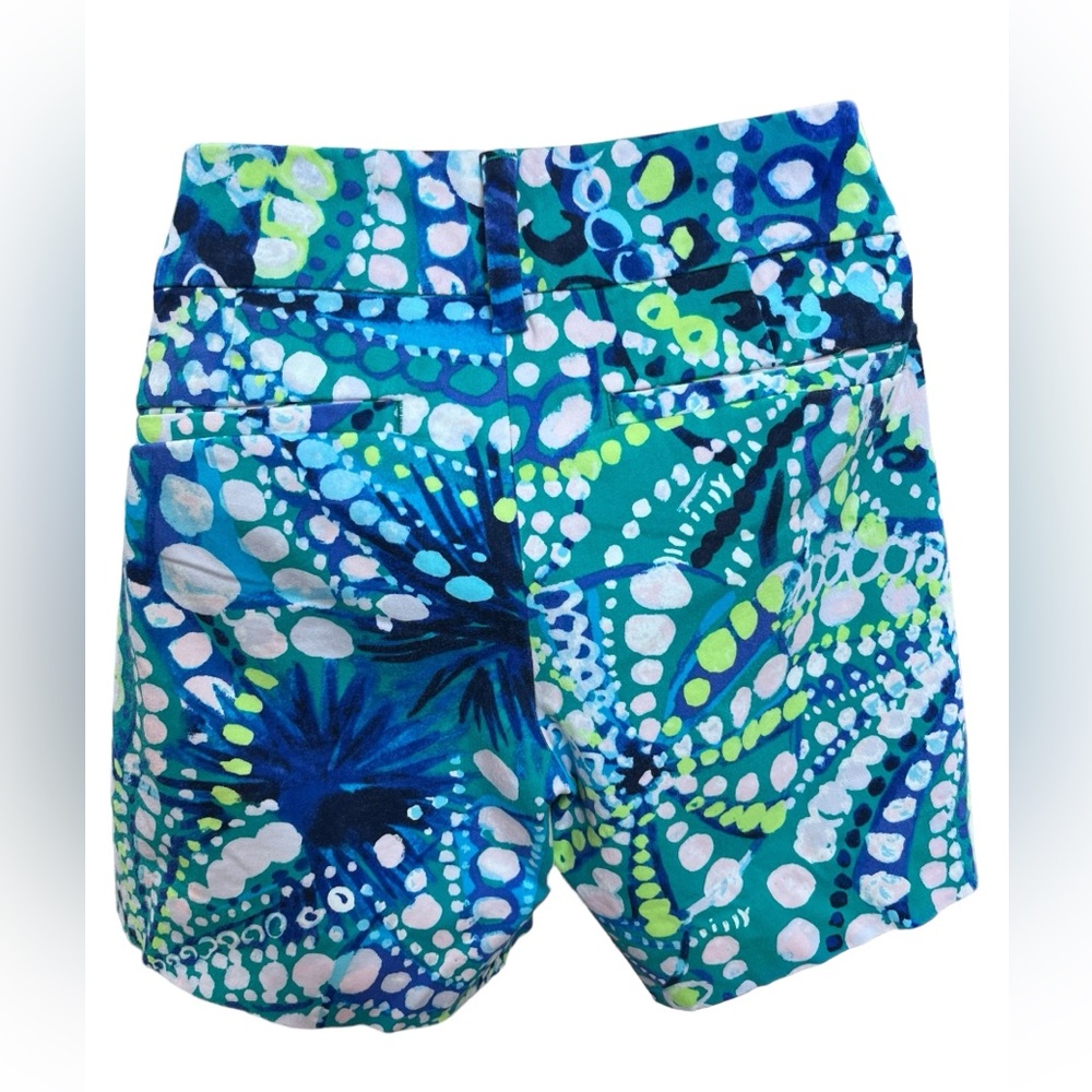 Lilly Pulitzer Callahan Shorts Size 00 Blue Green Print Stretch Resort - Picture 4 of 12